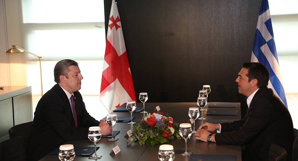Премьер Грузии Георгий Квирикашвили и премьер Греции Алексис Ципрас