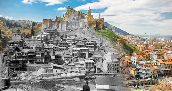 ტფილისადან თბილისამდე, ძველი უბანი. ფოტოკოლაჟი ტფილისადან თბილისამდე, ძველი უბანი. ფოტოკოლაჟი