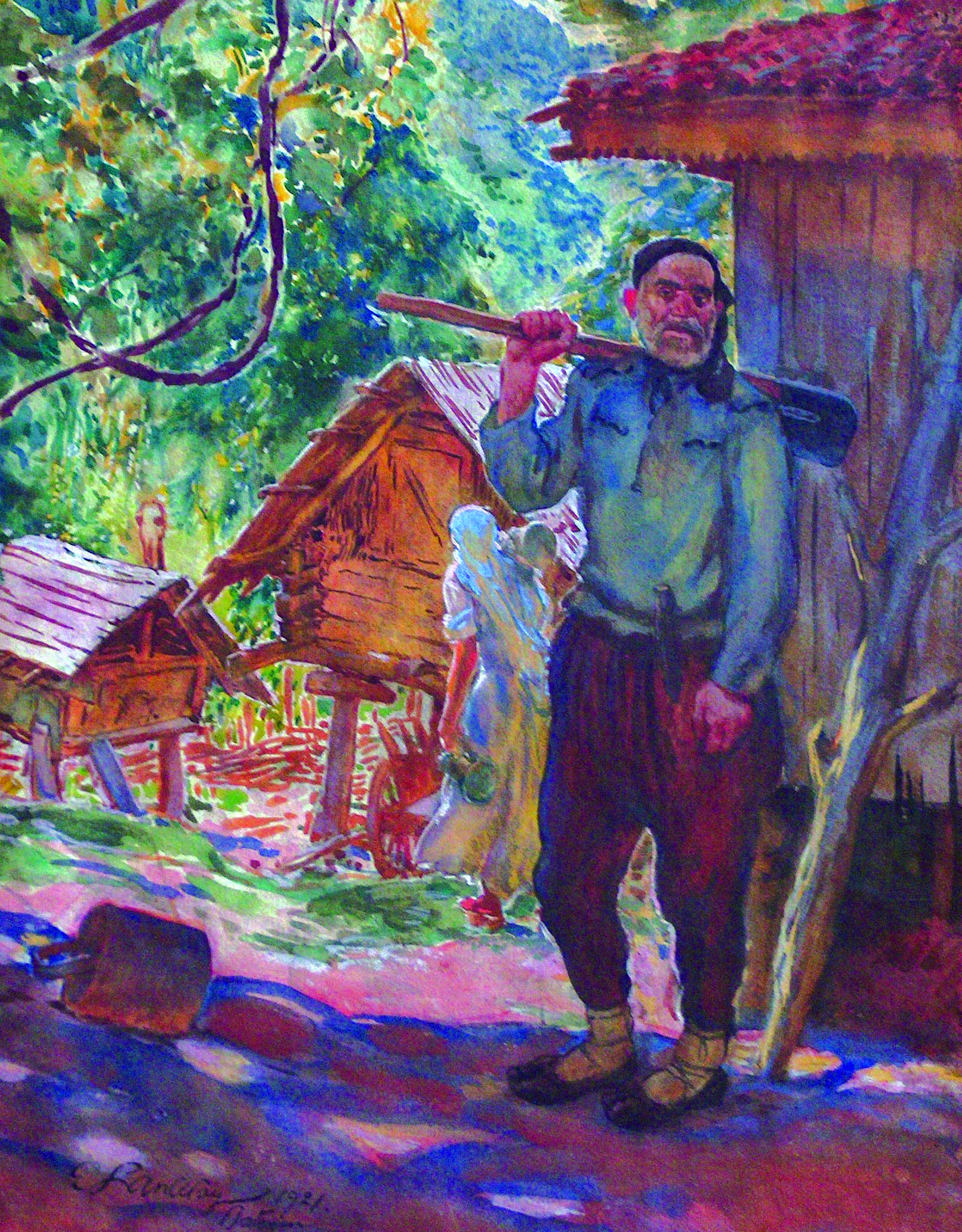 Картина Евгения Лансере Старый охотник Нижарадзе, Сванетия, 1929 Картина Евгения Лансере Старый охотник Нижарадзе, Сванетия, 1929