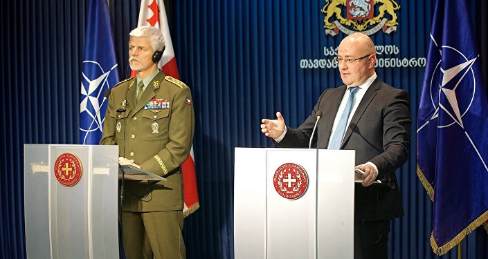 Министр обороны Грузии Леван Изория и глава Военного комитета НАТО Петер Павел Министр обороны Грузии Леван Изория и глава Военного комитета НАТО Петер Павел