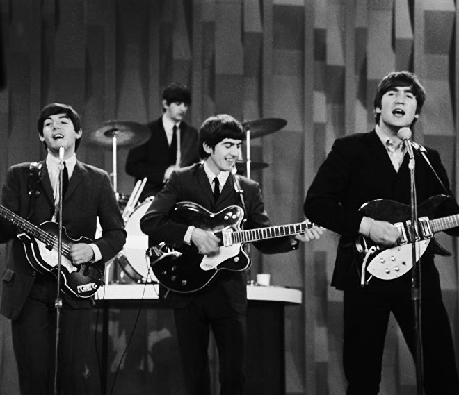 Группа Beatles на концерте в Нью-Йорке